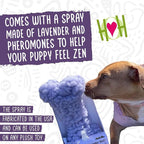 HuggleHounds Plush Bone Dog Toy - Dog Fuzzy Bone Toy, Durable Stuffed Soft Fleece for Large Breeds, Puppies, Faux Sheepskin - 12" HuggleHug & 2 Fl Oz Lavender Spray