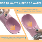 Portable Dog Water Bottle with Bowl, Leak Proof, Convenient for Walking, Hiking and Camping (Pink, 12oz)