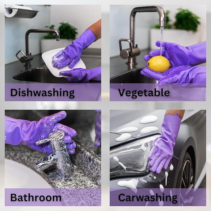 Dog Shampoo Gloves for Bathing – Silicone Dog Washing Gloves with Bristles – Pet Hair Removal Glove for Dogs & Cats – Puppy Essentials – Dog Grooming Supplies & Accessories – Shampoo Brush for Pets