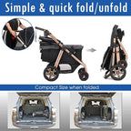 Titan-HD Premium Super-Sized Dog/Cat/Pet Stroller SUV Travel Carriage/w Access Ramp/100Lbs Capacity/Pumpless Rubber Wheels/Aluminum Frame for Small, Med, Large, XL Pets (Black)