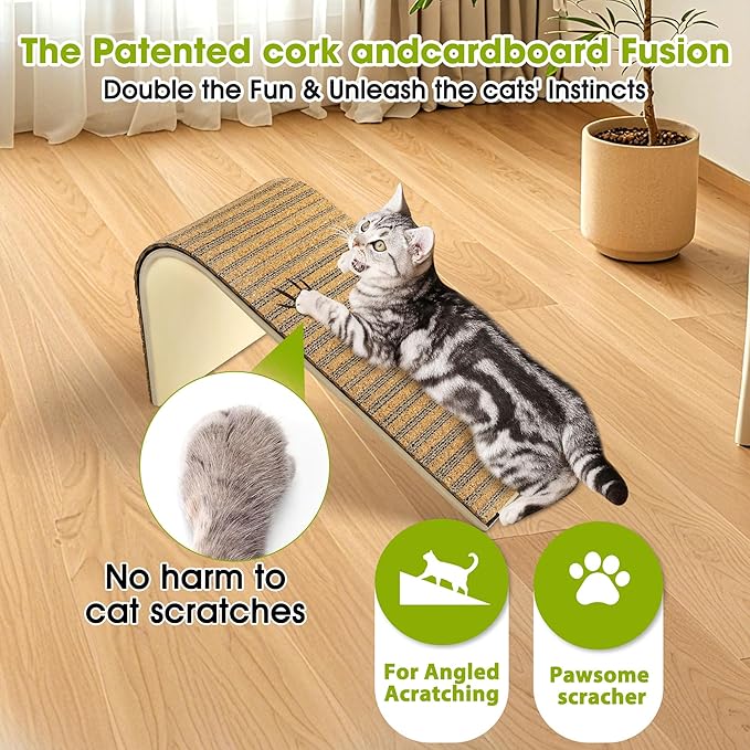 cat Scratching Post-Cat Scratching Pad with Corkcat beds for Indoor Cats-cat Scratch with 2 Pcs Cardboard,Easy Replace,Scratching Board Toy,Eco-Friendly Sustainable Kitten Scratching Post-cat ramp