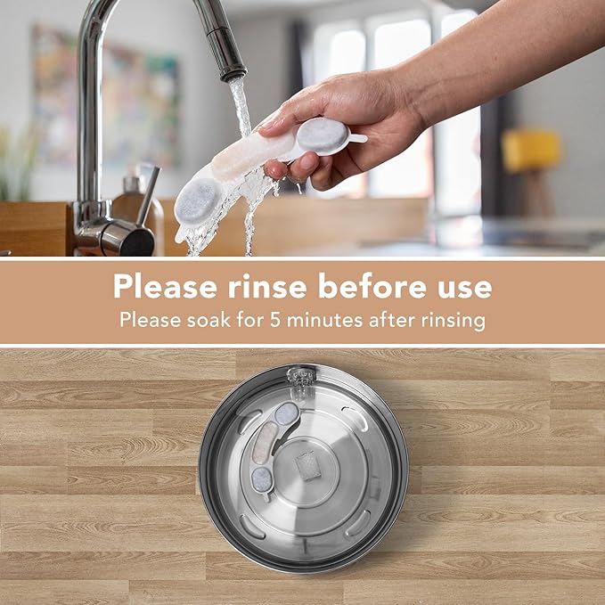 Official 3 Packs Dog Water Filter Replacement and 3 Sponges for 7L/236oz/1.8Gal Stainless Steel Dog Water Fountain