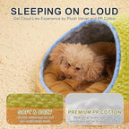 Jiupety Cat Beds for Indoor Cats, Cat Cave Bed and Kitten Bed, Hideway Cat House for Cat & Small Dog with Anti-Slip Bottom, Washable Removable Cushion, L(19"x17"x16"), Green.