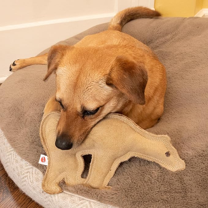 SPOT Dura-Fused Leather Bear Dog Toy – Durable Real Leather & Jute Chew Toy with Squeaker, Double-Stitched for Moderate Chewers, Medium & Large Dogs, 11.5in