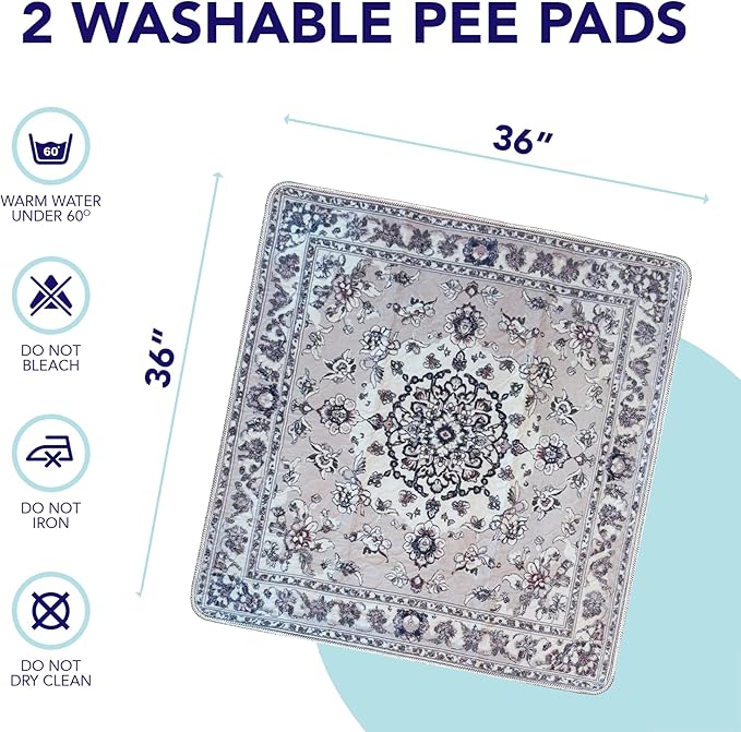 PUPIBOO Washable Pee Pads for Dogs and Cats - Super Absorbent Reusable Puppy Training Pads - 100% Waterproof, Leak-Proof & Non-Slip Whelping Pads for Pet Housebreaking