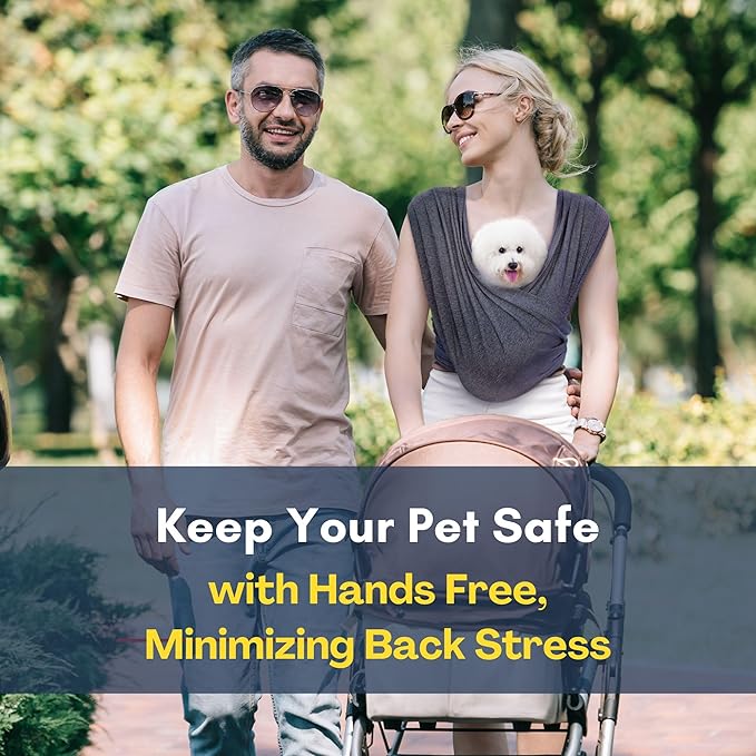 Dog Carrier for Small Dogs, Front Facing Dog Carrier Sling, Hands Free Cat Sling, Size Adjustable, Reducing Back Pain, Soft Cotton, Premium Dog Sling Carrier (Regular, Charcoal Black)