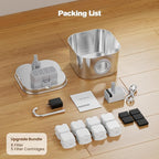 Cat Water Fountain with 8 Filters + 5 Sponges,Small Pet Waterer Dispenser Fountains for Drinking Cats Indoor Metal Automatic Waterer Bowl 24/7 Running Auto Kitty Watering Supplies Quiet Pump