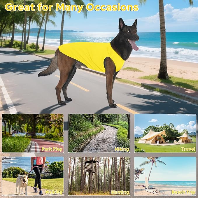 2 Pieces Dog Shirts, Soft and Cool Dog Sleeveless Vest, Breathable Lightweight Pet Tshirt, Summer Pet Apparel Tank Top for Medium Large Pets - Yellow+Blue (XL)