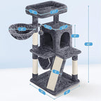Yaheetech Cat Tree Tower, 40-Inch Condo with Hammock, Oversized Soft Platform, Scratching Board, Basket, Pet Beds & Furniture for Large Kittens, Dark Gray