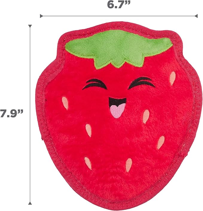 Outward Hound Tough Skinz Durable Squeaky Dog Toy with Two Tough Layers, Strawberry, Red, Medium