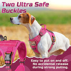 rabbitgoo Tactical Dog Harness for Large Dogs, No Pull Military Service Vest with Handle & Molle, Easy Control for Training Walking, Adjustable Reflective Straps, Rose Red, L