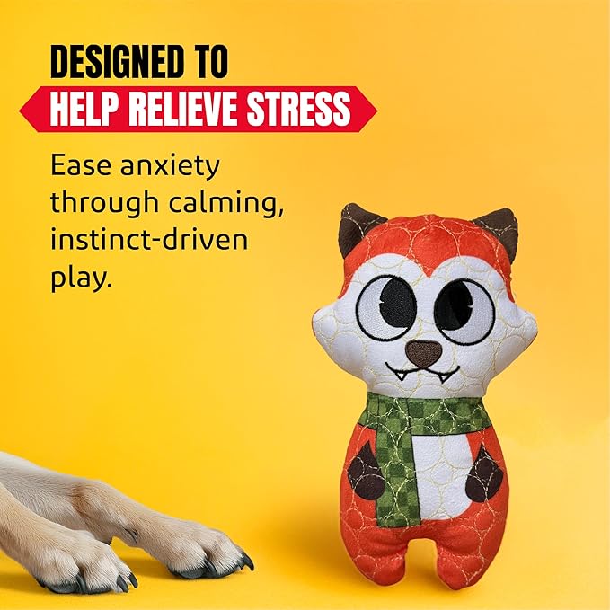 Bite Force -Durable & Strong Dog Toy Fox with Squeaker, Kevlar-Reinforced for Aggressive Chewers for Small Medium Large Dogs - Orange.