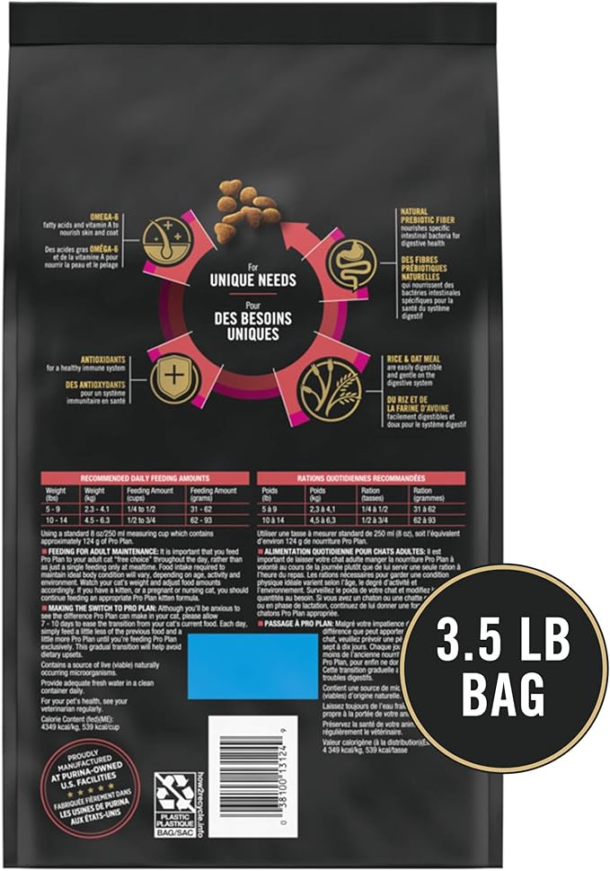 Purina Pro Plan Sensitive Skin and Stomach Cat Food, Lamb and Rice Formula - 3.5 lb. Bag