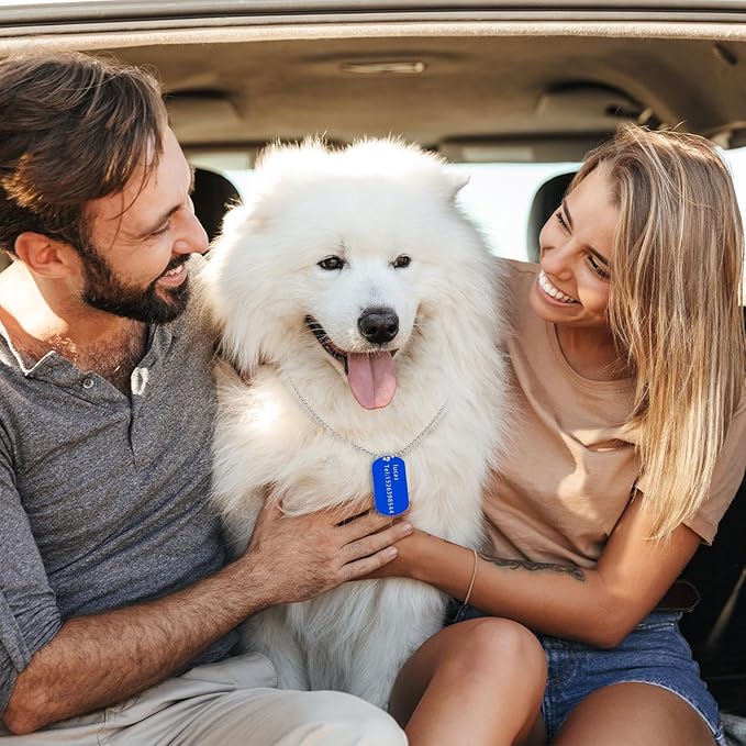 Yinkin 200 Pcs Personalized Military Dog Tags Set Including 100 Pcs Aluminum Blank Dog Tags for Engraving 100 Ball Steel Chain Rectangle Metal Blank Stamping Label for DIY Craft(Blue)