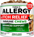 Dog Allergy Relief Chews - Dog Itching Skin Relief Treatment Pills - 170 Treats - Anti-Itch - Itchy and Paw Licking - Hot Spots - Omega 3 Fish Oil - Dry Skin & Coat Supplement - Beef Liver Flavor