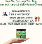 Dog Multivitamin Chewable with Glucosamine & Salmon Oil – Made in USA – Puppy & Senior Supplement – 120 Chews – Daily Wellness Support for Joints, Immune System, Skin & Coat, Heart & Digestion