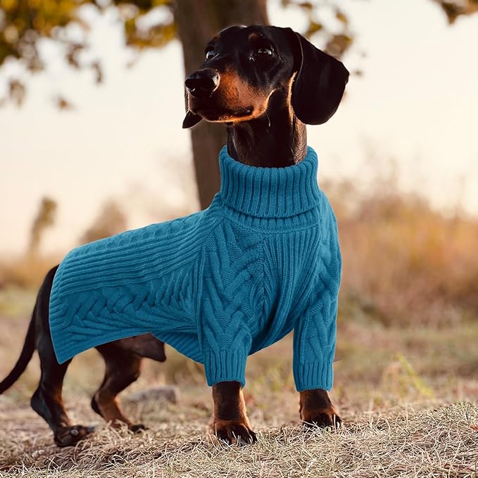 ASENKU XL Dog Sweater, Dog Sweaters for Extra Large Dogs,Pet Sweatshirt Apparel Turtleneck Pullover Winter Pitbull, Labrador Retriever(Teal Blue, X-Large)