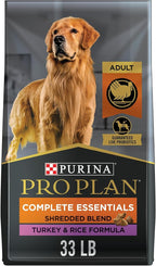 Purina Pro Plan Complete Essentials Shredded Blend Turkey and Rice Dog Food Dry Formula with Probiotics for Dogs - 33 lb. Bag