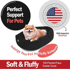 Majestic Pet 24 Inch Suede Shredded Memory Foam Mix Calming Small Dog Bed Washable 24 x 19 x 7 (Inch) - Cozy Soft Round Donut Dog Bed with Spine for Head Support - Pet Bed Black