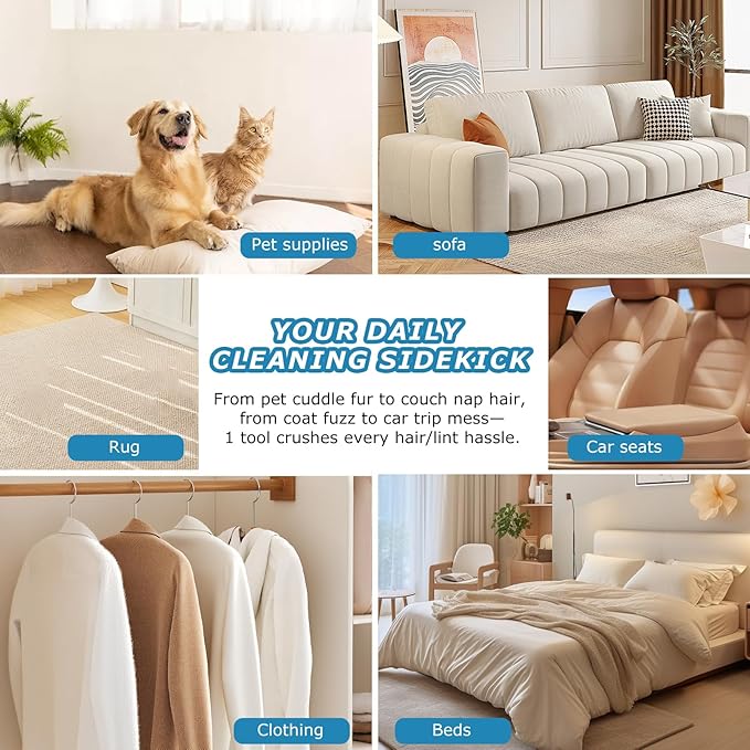 2Pcs Magic Brush Pet Hair Remover, Five-Finger Electrostatic Cat & Dog Hair Removal Gloves for Furniture, Couch, Carpet, Bedding, Reusable Cleaning and Grooming Mitts