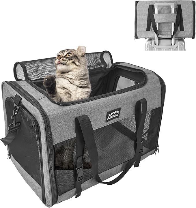 Cat Carrier Dog Carriers for Small Medium Dogs Large Cat Carrier Soft Sided Cat Carriers, Pet Travel Carrier Collapsible Cat Bag 0-25 Lbs, Puppy Kitten Carrier (Grey)