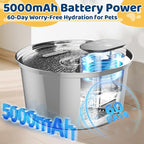 Water Fountains Cats Stainless Steel Dispenser Wireless Pet Fountain Drinking Inside- Automatic 108oz/3.2L 5000mAh Cats Fountain Indoor with Motion Sensor & Filters for Dogs, Multiple Pets
