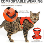 PUPTECK Cat Harness and Leash Set Escape Proof, Reflective Adjustable Soft Mesh Kitten Vest Harness for Walking Travel, Orange, S