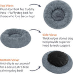 Donut Dog Bed - Premium Comfort for Anxiety Relief - Fluffy & Calming Design with Ultra-Plush Support | Cozy Round Dog Bed with Super Soft Circle Style (Size XL Dark Grey)