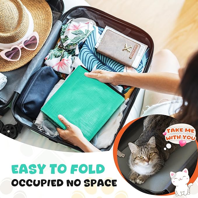 25 Pcs Disposable Travel Litter Box for Cat Dog Foldable Litter Box Collapsible Waterproof Pet Supplies for Kitten Indoor Outdoor, 19.69 x 19.69 Inch