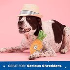 Barkbox Dog Toy 2 in 1 Interactive, Plush Exterior with Squeaker & Crinkle Material, Tearable Dog Toy with Squeaky Spikey Ball Inside, Ideal for Toy Destroyers - Penny The Pineapple, Large