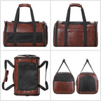 Fashion Leather Dog Carrier, Airline Approved Cat Carrier Soft Sided Pet Bag Carrier Purse for Puppy Kitten Small Animals Coffee