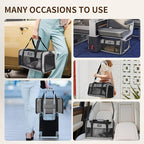 TSA Approved Pet Carrier for Small Cats and Puppies, Soft-Sided and Foldable, Cat and Dog Carrier Fits Pets Up to 15 lbs, Durable Portable Travel Bag with Litter Box, Dark Gray