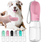 Portable Dog Water Bottle with Bowl, Leak Proof, Convenient for Walking, Hiking and Camping (Pink, 19oz)