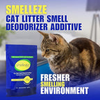 SMELLEZE Natural Cat Litter Deodorizer and Litter Box Odor Eliminator Additive for Strong Smells Unscented Kitty Litter Smell Control Safe Long-Lasting Granules for Multi Cat Homes 2 lb