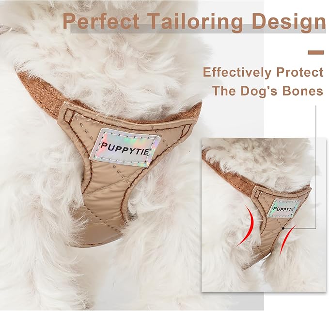 Puppytie No Pull Small Dog Harness with Multifunction Dog Leash,Lightweight Soft Adjustable No Choke Escape Proof Pet Harness Vest Pet Harness Vest,Glossy Oat Brown,S