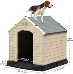 YITAHOME Large Plastic Dog House Outdoor Indoor Doghouse Puppy Shelter Water Resistant Easy Assembly Sturdy Dog Kennel with Air Vents and Elevated Floor