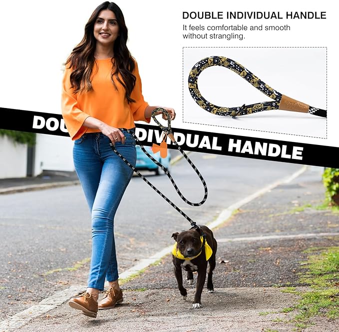 lynxking Slip Lead Dog Leash Reflective, Heavy Duty Comfortable Strong Rope for Large Medium Small Dogs No Pull Pet Training (Black, Large 1/2in x 6ft-Slip Lead)