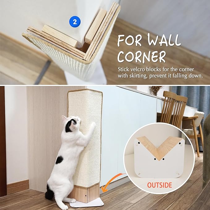PETKARAY Couch Corner Cat Scratcher, 28" Corner Scratching Post Wall Scratcher, Sisal Furniture Protector for Sofa with Reversible Base, Large