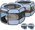 2-in-1 Cat Playpens, Detachable into 2 Separate Playpens with Additional 2 Doors, Portable Dog Playpen Cat Tent Enclosure for Kitten and Puppy Indoor Outdoor Use(S)