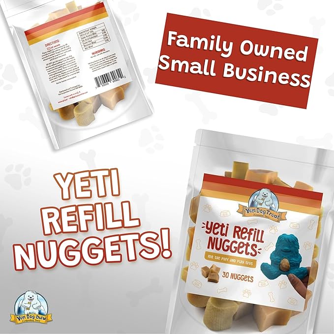 Yeti Refill Nuggets for Puff and Play Dog Toys - Natural Himalayan Yak Cheese Treats, Promotes Dental Health, Suitable for All Dogs, Ideal for Interactive Chew Toys and Dispensers, 30 Pieces, 14 Oz