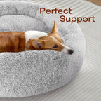 JOLLYVOGUE Dog & Cat Bed, Calming Anti-Anxiety Pet Bed for Small Dogs, Fluffy Donut Cushion for Small and Medium Pets (20")