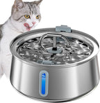 Stainless Steel Cat Water Fountain,Pet Water Fountain 4L/135oz Large Capacity,Dog Water Dispenser with Water Level Window, Multiple Filtration, Quiet Automatic Pet Fountain Easy Clean,2Faucet