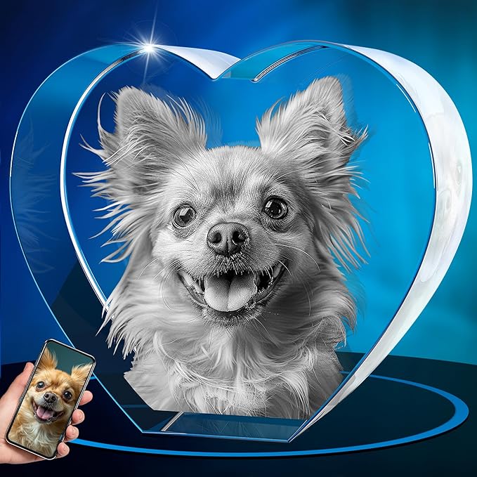 ArtPix 3D Crystal Photo, Personalized Dog Memorial Gifts with Your Own Photo for Dog Lovers, Pet Owners, 3D Laser Etched Picture, Engraved Customizable Crystal in Memory of Dog, Customized Gifts