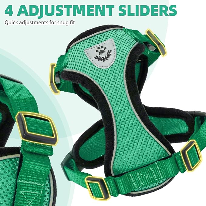 PUPTECK Cat Harness and Leash Set Escape Proof Reflective Cat Walking Harness Adjustable Soft Breathable Mesh Vest for Small Pets, Dark Green, S