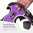 HEELE Dog Harness, No Pull Adjustable Padded Reflective Harness for Small Medium Large Dogs with Handle for Walking Training, Purple, XL
