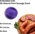 Playology Dog Toys | Dental Chew Ball Gentle on Gums | Medium Pork Sausage Scented Toy - Easy to Clean and Made from Non Toxic Materials