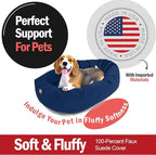 Majestic Pet 32 Inch Suede Shredded Memory Foam Mix Calming Medium Dog Bed Washable 32 x 23 x 7 - Cozy Soft Round Donut Dog Bed with Spine for Head Support - Pet Bed Navy