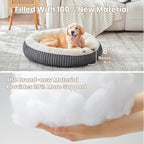 36 inches Donut Dog Bed for Large Dogs - Calming Round Pet Bed with Removable Cover,Washable Milk Plush Faux Fur, Fits Pets up to 80 lbs(Dark Grey,Large)