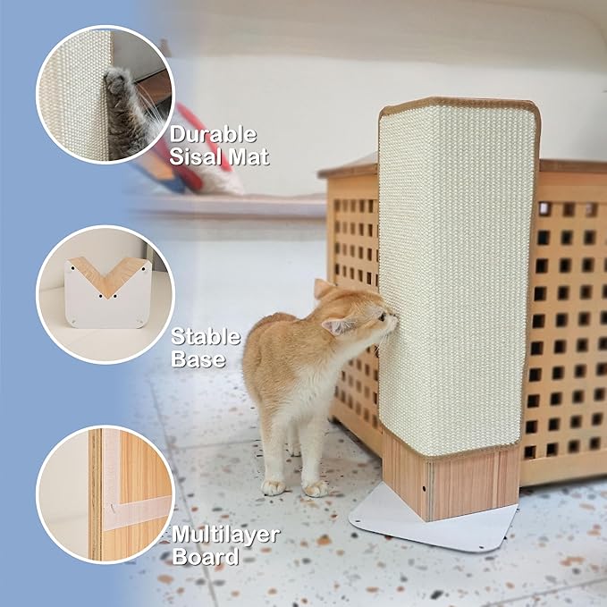 Cat Scratcher, Sisal Corner Scratching Pad, 28 Inch Cat Scratcher Natural Sisal Furniture Protector with Catnip