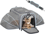 Petsfit Expandable Small Cat Carriers Dog Carrier, Airline Approved Soft-Sided Portable Washable Pet Travel Carrier with Two Extension Up to 9LB
